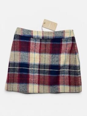 NWT RIHOAS The Red Plaid Zipper Fly Tweed Mini Skirt